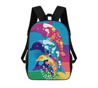 sinyumoney Colorful Dolphins Art Print Rucksack Rucksack Casual Daypacks School Work Travel Bag for School/Work/Travel 17inch
