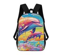 sinyumoney Colorful Dolphins Ocean Scene Kids Backpacks,3D Personalized School Bookbags for Boys Girls Large Schoolbags Casual Daypack 17inch