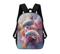 sinyumoney Colorful Dolphins Painting Artwork School Bags Fashion Stationery Backpack Waterproof Casual Daypacks for Men, Women & Teenage Boys 17inch
