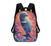 sinyumoney Colorful Dolphins Underwater 3D Printed School Bag Children's School Backpack Schoolbags Travel Backpacks Casual Fashion Bag for Kids School Students 17inch