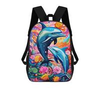 sinyumoney Colorful Dolphins Underwater-5 Kids School Backpack 3D Printed Backpacks Fashion School Bag Rucksacks for Boys Elementary And Middle School Students 17inch