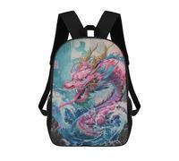 sinyumoney Colorful Dragon Art Print-2 Backpacks 3D Printed Kids School Backpack School Bag Fashion Rucksacks for Boys Elementary And Middle School Students 17inch