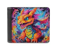 sinyumoney Colorful Dragon Artwork 3D Print PU Leather Men's Wallet Holds Bills Credit Banknote Compartments Wallets Youth Guys 11.7cm*9.5cm