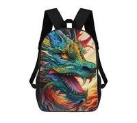 sinyumoney Colorful Dragon Artwork-8 Backpack for School 3D Printed Boys Girls School BagChildren Bookbag Travel Rucksack 17inch