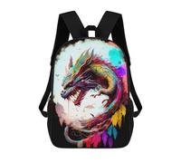 sinyumoney Colorful Dragon Artwork Backpack 3D Print Kids Bag Elementary Students Daypack Lightweight School Bag for Children Girls Boys Nursery Lunch Pack 17inch