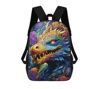 sinyumoney Colorful Dragon Illustration-10 Backpack Kids School Bag Boys Cartoon 3D Print Students Schoolbag Laptop Daypack for Boys Girls 17inch