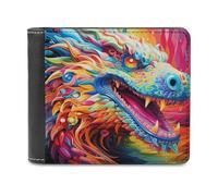 sinyumoney Colorful Dragon Illustration -3 3D Print PU Leather Wallet Use Holds Bills Leather RFID Banknote Compartments Fashion Slim Wallets 11.7cm*9.5cm