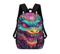 sinyumoney Colorful Dragon Illustration -6 Backpack for School 3D Printed Boys Girls School BagChildren Bookbag Travel Rucksack 17inch