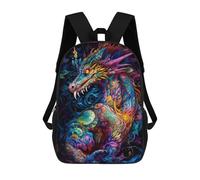 sinyumoney Colorful Dragon Illustration Kids Backpack,School Backpack Kids School Bag 3D Printed Cartoon Large Capacity Backpack for Kids Boys And Girls 17inch