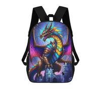 sinyumoney Colorful Dragon on Castle Ruins School Backpack High Secondary School Bags Casual Backpack for Girls Boys Teenage 17inch