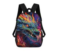 sinyumoney Colorful Dragon Portrait-3 Backpack Cartoon Plush Bag, 3D Backpack for Kids School Bag Birthday Gift Idea for Boys And Girls 17inch