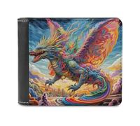 sinyumoney Colorful Dragon Skyward Flight 3D Print Clutch Purse Use Holds Bills RFID Blocking Stylish Banknote Compartments Men's Wallets Youth Guys 11.7cm*9.5cm
