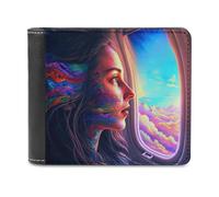 sinyumoney Colorful Dreams in Flight 3D Print PU Leather Wallet Slots ID Window Slim Elegant Leather Wallet Craftsmanship Gifts 11.7cm*9.5cm