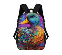 sinyumoney Colorful Duck Artwork-1 Backpack 3D Print Kids Bag Elementary Students Daypack Lightweight School Bag for Children Girls Boys Nursery Lunch Pack 17inch