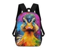 sinyumoney Colorful Duck Painting-2 3D Printed Children's School Backpack for Kids Travel Rucksacks Book Bags Kids School Bag 17inch