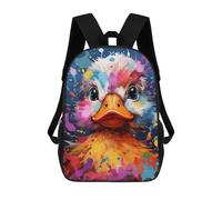 sinyumoney Colorful Duck Painting School Bag 3D Printed Children's School Backpack Casual Fashion Travel Backpacks for Kids School Students 17inch