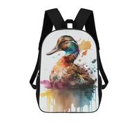 sinyumoney Colorful Duck Watercolor Art Print 3D Printed Children's School Backpack for Kids Travel Rucksacks Book Bags Kids School Bag 17inch
