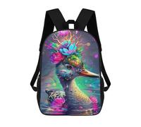 sinyumoney Colorful Duck with Flowers Backpack School Bag Water Resistant School Bag Business Backpack for Boys/Girls/Teenagers 17inch