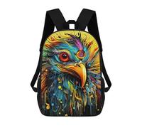 sinyumoney Colorful Eagle Portrait-10 3D Printed Children's School Backpack for Kids Travel Rucksacks Book Bags Kids School Bag 17inch