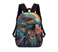 sinyumoney Colorful Eagle Portrait -3 Children's Backpack, Schoolbag Large Capacity Students Bookbag Rucksack Knapsack for Boys Girls Adults Teen 17inch