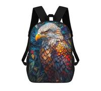 sinyumoney Colorful Eagle Stained Gl School Backpack 3D Printed School Bags Boys Girls Laptop Backpack for Kids/Students/Adults 17inch