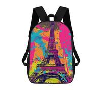 sinyumoney Colorful Eiffel Tower Art Print-1 School Backpack High Secondary School Bags Casual Backpack for Girl, Teen Girls 17inch
