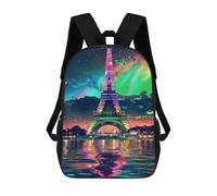sinyumoney Colorful Eiffel Tower Reflection-1 Backpacks 3D Printed 17inch Kids School Backpack Outdoor Casual Daypack Casual Travel Bags for Middle School Students