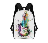 sinyumoney Colorful Electric Guitar Art Print Children's Backpacks School 3D Printed Bag Bookbag for Kids Travel Rucksacks Boy Girl Book Bags Kids School Bag 17inch
