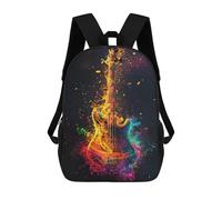 sinyumoney Colorful Electric Guitar Artwork Rucksacks 3D Printed Children 17inch Backpacks Fashion Casual Daypack Travel Bags Outdoor Casual Daypack for Boy And Girl
