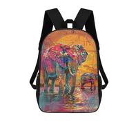 sinyumoney Colorful Elephant Art Print-3 Rucksack Water Resistant Travel Backpack Computer Bag for Campus Outdoor Travel Sports 17inch