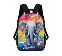 sinyumoney Colorful Elephant Art Print Children's School Backpack Fashion Casual 17inch 3D Printed School Bags Boy School Backpack Large Backpack