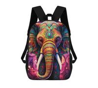 sinyumoney Colorful Elephant Artwork-11 School Bag 3D Printed Backpacks Fashion Kids School Backpack Boys Rucksacks for Boys Middle School Students 17inch