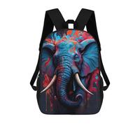 sinyumoney Colorful Elephant Artwork -2 Backpacks 3D Printed Kids School Backpack Outdoor Casual Daypack Fashion Casual Children Backpacks Cute Travel Bags 17inch