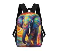 sinyumoney Colorful Elephant Artwork-22 Kids Backpacks,3D Personalized School Bookbags for Boys Girls Large Schoolbags Casual Daypack 17inch