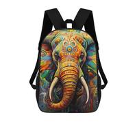 sinyumoney Colorful Elephant Artwork-27 3D Printed Children's School Backpack for Kids Travel Rucksacks Book Bags Kids School Bag 17inch