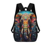 sinyumoney Colorful Elephant Artwork-31 Kids Backpacks Children Bag,Anime Bag,Large Capacity Kids Backpack, 3D Printed Children's,Student Schoolbag,Kids Boys Girls School Bag 17inch
