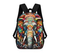 sinyumoney Colorful Elephant Artwork-32 3D Printed Children's School Backpack for Kids High Capacity Travel Rucksacks Book Bags Kids School Bag Back Pack 17inch