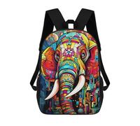 sinyumoney Colorful Elephant Artwork-34 Children's Backpack, Schoolbag Large Capacity Students Bookbag Rucksack Knapsack for Boys Girls Adults Teen 17inch