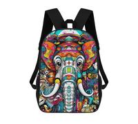 sinyumoney Colorful Elephant Artwork-8 3D Printed Children's School Backpack for Kids Travel Rucksacks Book Bags Kids School Bag 17inch