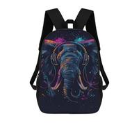 sinyumoney Colorful Elephant Headphones Art Print-5 Children's Backpacks 17inch School Backpack 3D Printed Bag Bookbag for Kids Travel Rucksacks Boy Girl Book Bags Kids School Bag