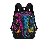 sinyumoney Colorful Elephant Headphones Art Print Backpack School Large School Backpack for Boys for Teenage Girls Boys Women Men 17inch