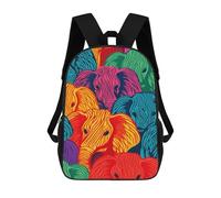 sinyumoney Colorful Elephant Herd Rucksacks 3D Printed Children Backpacks Fashion Casual Daypack Cute Travel Bags Outdoor Casual Daypack for Boy And Girl 17inch