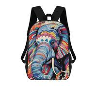 sinyumoney Colorful Elephant Illustration Kids Children School Backpack 17 Inch Bookbags Casual Travel Rucksack Boys Girls Large Capacity Daypack 17inch