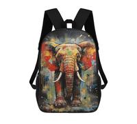 sinyumoney Colorful Elephant Painting Artwork-2 Backpacks, Kids Backpack Student School Bag 3D Printed Travel Backpacks Fashion Accessory Backpack Children Waterproof School Bags 17inch