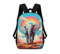 sinyumoney Colorful Elephant Sunset Art Print 3D Printed 17inch School Bag Children's School Backpack Travel Backpacks Casual Fashion Bag for Kids School Students