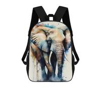 sinyumoney Colorful Elephant Watercolor Art Print Backpack Kids School Bag Boys Cartoon 3D Print Students Schoolbag Laptop Daypack for Boys Girls 17inch
