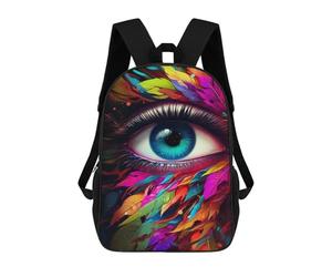sinyumoney Colorful Eye Feather Artwork School Backpack Water Resistant School Bag Business Backpack for Men/Women 17inch