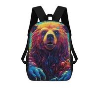 sinyumoney Colorful Fantasy Bear 3D Printed Children's School Backpack for Kids High Capacity Travel Rucksacks Book Bags Kids School Bag Back Pack 17inch