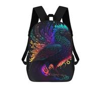 sinyumoney Colorful Fantasy Bird Art Print 3D Printed 17inch School Bag Children's School Backpack Travel Backpacks Casual Fashion Bag for Kids School Students