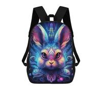 sinyumoney Colorful Fantasy Bunny Backpack 3D Print Kids Bag Elementary Students Daypack Lightweight School Bag for Children Girls Boys Nursery Lunch Pack 17inch
